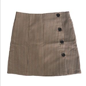 Forever 21 Brown/Black Plaid Skirt with Buttons